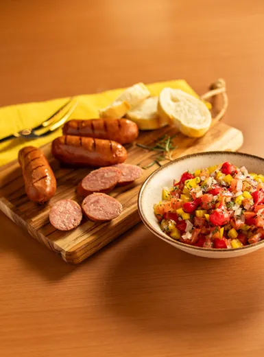 Linguiça de Churrasco com Vinagrete de Pimenta Biquinho